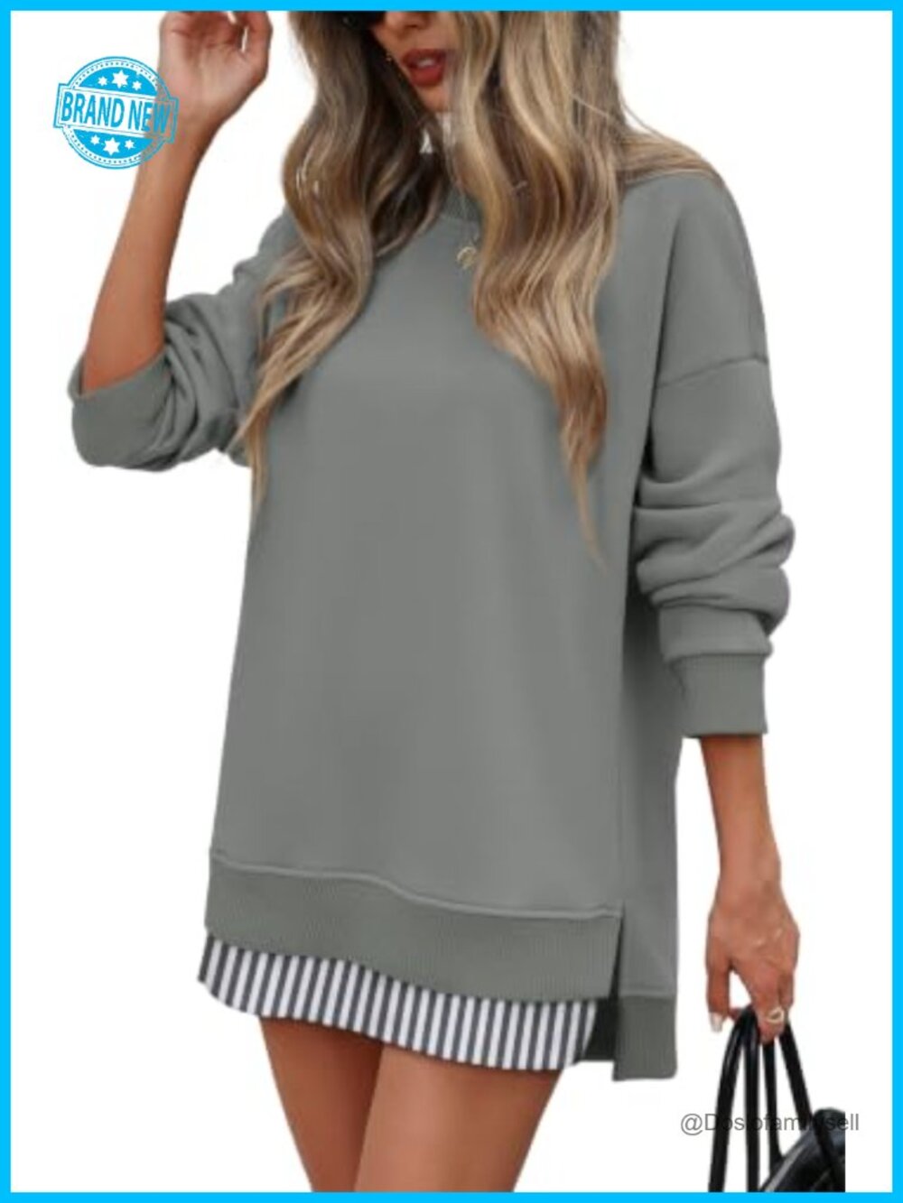 Womens Oversized Crewneck Sweatshirt Long Sleeve Tunic Pullover